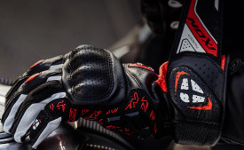 Manusi barbati Racing vara piele Ixon model Thunder Air MS culoare: negru/rosu/alb - degete tactile - Img 4