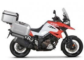Set complet de cutii de aluminiu SHAD TERRA, 48L cutie centrala si 47L / 47L cutii laterale, incluzand kit montaj si placa SHAD SUZUKI DL 1000 V-Strom/ DL 1050 V-Strom
