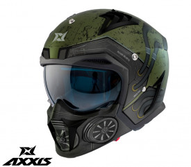 Casca Axxis model Hunter SV Toxic C6 verde mat mat (ochelari soare integrati) - masca (protectie) barbie si cozoroc detasabile - Img 2