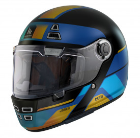 Casca integrala MT Jarama 68th C7 albastru mat - model Retro - Cafe Racer - Img 2