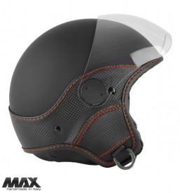 Casca open face (demi-jet) Max Helmets model DJ06 LS Vision Carbon culoare: negru mat/portocaliu (NOAR) - 100% MADE IN ITALY - Img 1