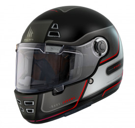 Casca integrala MT Jarama Baux E15 rosu fluor mat - model Retro - Cafe Racer - Img 2