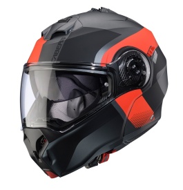 Casca modulabila (flip-up) Caberg model Duke Evo SV Indy L2 gun metal (titanium)/rosu fluor/negru mat Pinlock ready - lentila Pinlock inclusa - Img 8