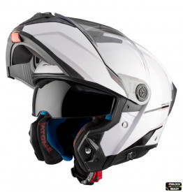 Casca modulabila MT Atom 2 SV A0 alb lucios (ochelari soare integrati) Pinlock Ready - tip viziera: MT-V-35