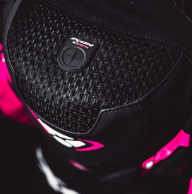 Costum (combinezon) motociclete femei piele Ixon vara model Vortex 3 LS culoare: negru/roz/alb - Img 4