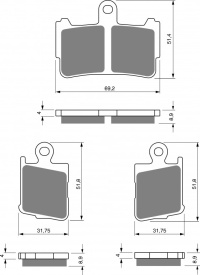 Placute de frana GOLDFREN 298 S33 STREET FRONT (1 set = 2pcs small/large)
