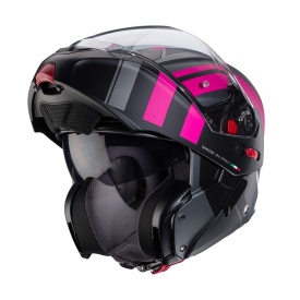 Casca modulabila (flip-up) Caberg model Horus X Road M1 gun metal (titanium)/negru/fuchsia (roz) mat Pinlock ready - lentila Pinlock inclusa - Img 5
