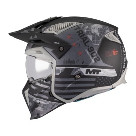 Casca MT Streetfighter SV S Belic B2 gri/negru mat (ochelari soare integrati) - masca (protectie) barbie si cozoroc detasabile - omologare noua ECE 22.06