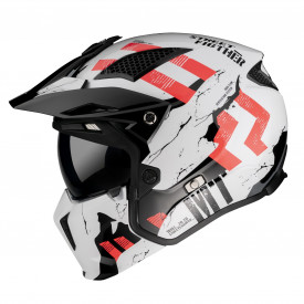 Casca MT Streetfighter SV Skull2020 A0 alb lucios (ochelari soare integrati) - masca (protectie) barbie si cozoroc detasabile - Img 1