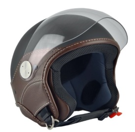 Casca open face (demi-jet) Max Helmets model DJ06 LS Vision (V2B) culoare: negru mat/maro (NOM) - 100% MADE IN ITALY - Img 4