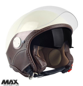 Casca open face (demi-jet) Max Helmets model DJDV06 LS Vision SV (ochelari soare integrati) culoare: crem lucios/negru (PLM) - 100% MADE IN ITALY - Img 1