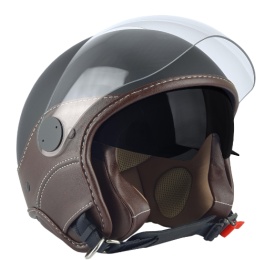 Casca open face (demi-jet) Max Helmets model DJDV06 LS Vision SV (ochelari soare integrati) culoare: negru mat/maro (NOM) - 100% MADE IN ITALY - Img 4