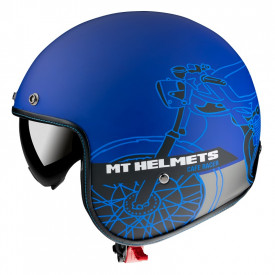 Casca open face MT Le Mans 2 SV Cafe Racer B7 albastru mat (ochelari soare integrati)