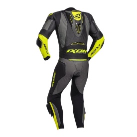 Costum (combinezon) motociclete barbati piele Ixon vara model Vendetta Evo MS culoare: negru/antracit/galben - Img 5