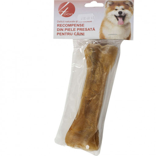 Recompense pentru caini 4DOG Os piele presata 15cm