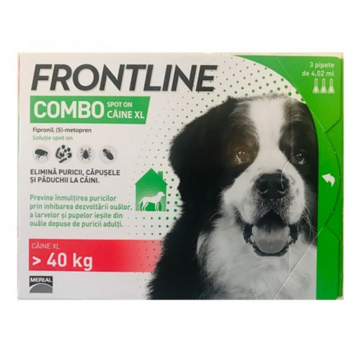 FRONTLINE COMBO XL Solutie antiparazitara extern pentru caini peste 40kg cutie 3 pipete