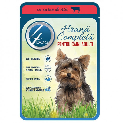 Hrana umeda pentru caini 4DOG cu VITA in sos plic 100g