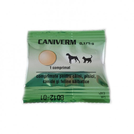 CANIVERM S Tableta antiparazitara intern pentru caini de talie mica si pisici, ambalata individual