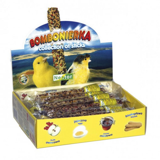 Hrana complementara pentru canari NESTOR BOMBONIERKA Batoane asortate cutie 12 bucati