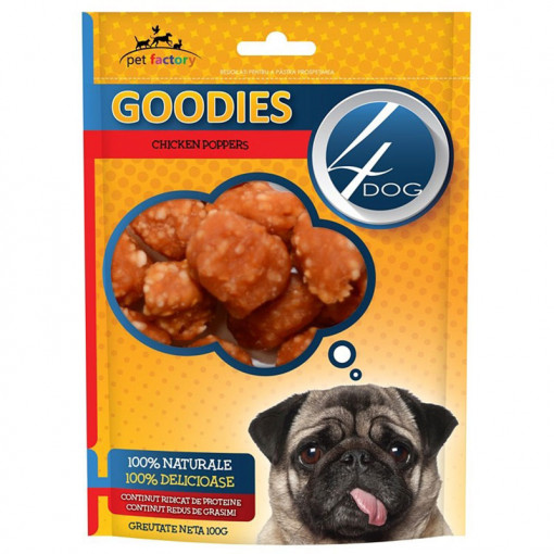 Recompense pentru caini 4DOG GOODIES Chicken Poppers punga 100g