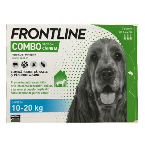 FRONTLINE COMBO M Solutie antiparazitara extern pentru caini 10-20kg cutie 3 pipete