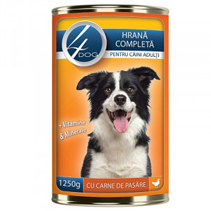 Hrana umeda pentru caini 4DOG cu PUI conserva 1240g
