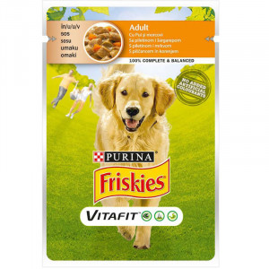 Hrana umeda pentru caini FRISKIES cu PUI si MORCOVI plic 100g