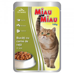 Hrana umeda pentru pisici MIAU-MIAU cu RATA plic 100g