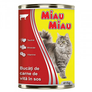 Hrana umeda pentru pisici MIAU-MIAU cu VITA conserva 415g