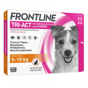 FRONTLINE TRI-ACT S Solutie antiparazitara extern pentru caini 5-10kg cutie 3 pipete