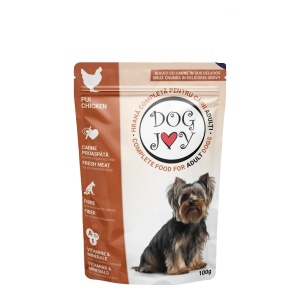 Hrana umeda pentru caini DOG JOY cu PUI plic 100g