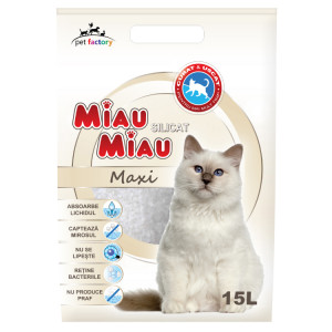 Asternut igienic pentru pisici MIAU-MIAU MAXI Nisip Silicat 15L