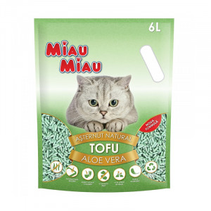 Asternut igienic pentru pisici MIAU-MIAU Nisip din TOFU cu Aloe Vera 6L