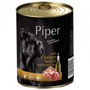 Hrana umeda pentru caini PIPER ADULT cu INIMI DE PUI si OREZ BRUN conserva 800g