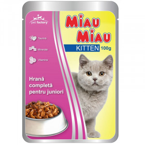 Hrana umeda pentru pisici MIAU-MIAU JUNIOR cu PUI plic 100g