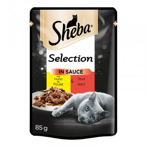 Hrana umeda pentru pisici SHEBA SELECTION cu PASARE si VITA in sos plic 85g