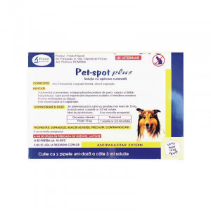 PET SPOT PLUS >15kg Solutie antiparazitara extern pentru caini de talie medie si mare cutie 3 pipete