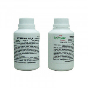 ROMVAC Supliment nutritiv pentru animale de gospodarie VITAMINA AD3E solutie buvabila flacon 100ml