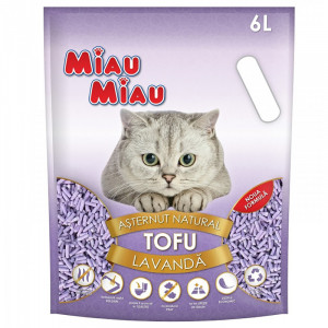 Asternut igienic pentru pisici MIAU-MIAU Nisip din TOFU cu Lavanda 6L
