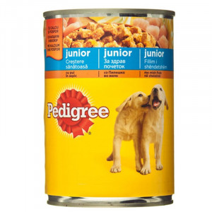 Hrana umeda pentru caini PEDIGREE JUNIOR cu PUI conserva 400g