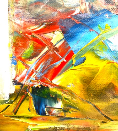 Pictura abstracta: &quot;Andrada a adormit la apus în câmpul de grâu&quot; ( Andrada fell asleep at sunset in the wheat field ) 50×70 cm, ulei pe carton “ oil on cartoon - Img 8
