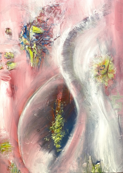 Pictura abstracta: Originea Universului ( Origin of Universe ) 50x70 cm ulei pe panza (oil on canvas)