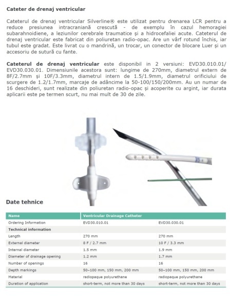 Set de drenaj ventricular extern cu placă și clemă Enlife