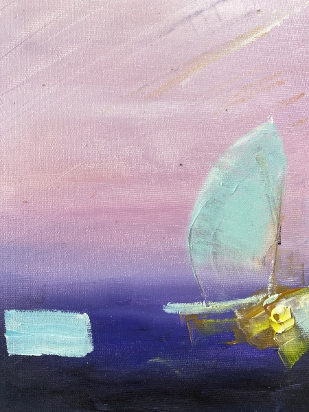 Picturta abstracta: &quot; “Turkish delight under Bosphorus Bridge”, 50x70 cm, ulei pe pânză (oil on canvas) - Img 2