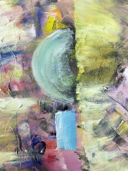Picturta abstracta: &quot; “Turkish delight under Bosphorus Bridge”, 50x70 cm, ulei pe pânză (oil on canvas) - Img 4