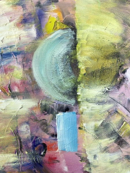 Picturta abstracta: " “Turkish delight under Bosphorus Bridge”, 50x70 cm, ulei pe pânză (oil on canvas) - Img 4