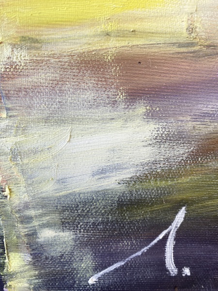 Picturta abstracta: &quot; “Turkish delight under Bosphorus Bridge”, 50x70 cm, ulei pe pânză (oil on canvas) - Img 5