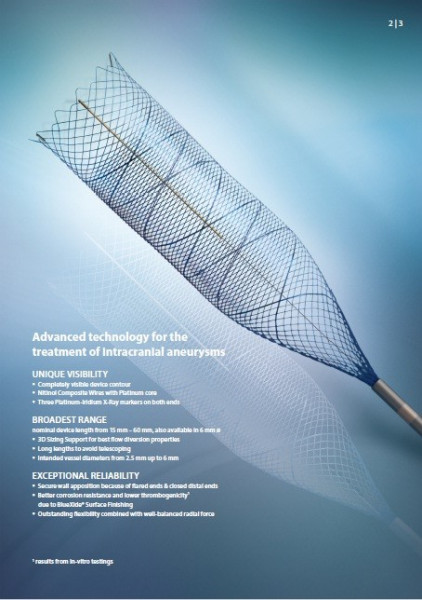DERIVO, dispozitiv de ebmolizare (Flow Diverter) tratarea anevrismului intracran