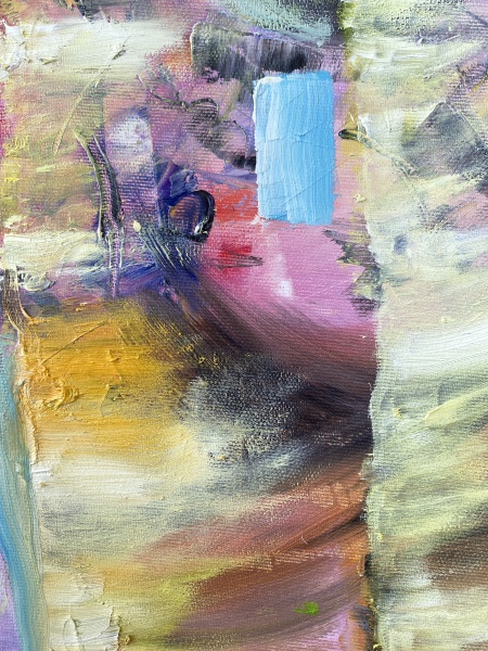 Picturta abstracta: &quot; “Turkish delight under Bosphorus Bridge”, 50x70 cm, ulei pe pânză (oil on canvas) - Img 6
