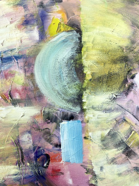 Picturta abstracta: &quot; “Turkish delight under Bosphorus Bridge”, 50x70 cm, ulei pe pânză (oil on canvas) - Img 7